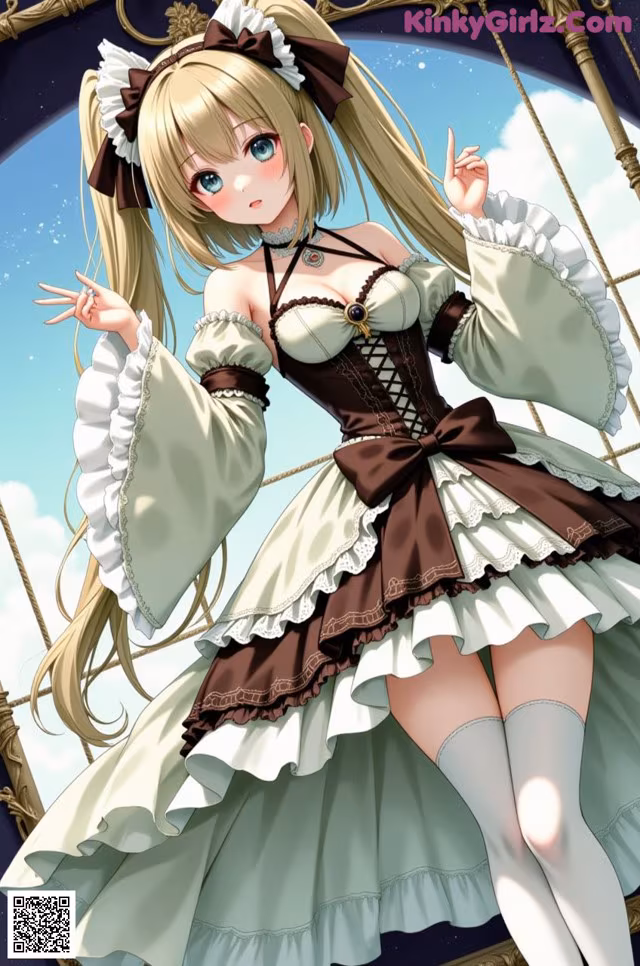 A girl in a maid outfit is posing for a picture.